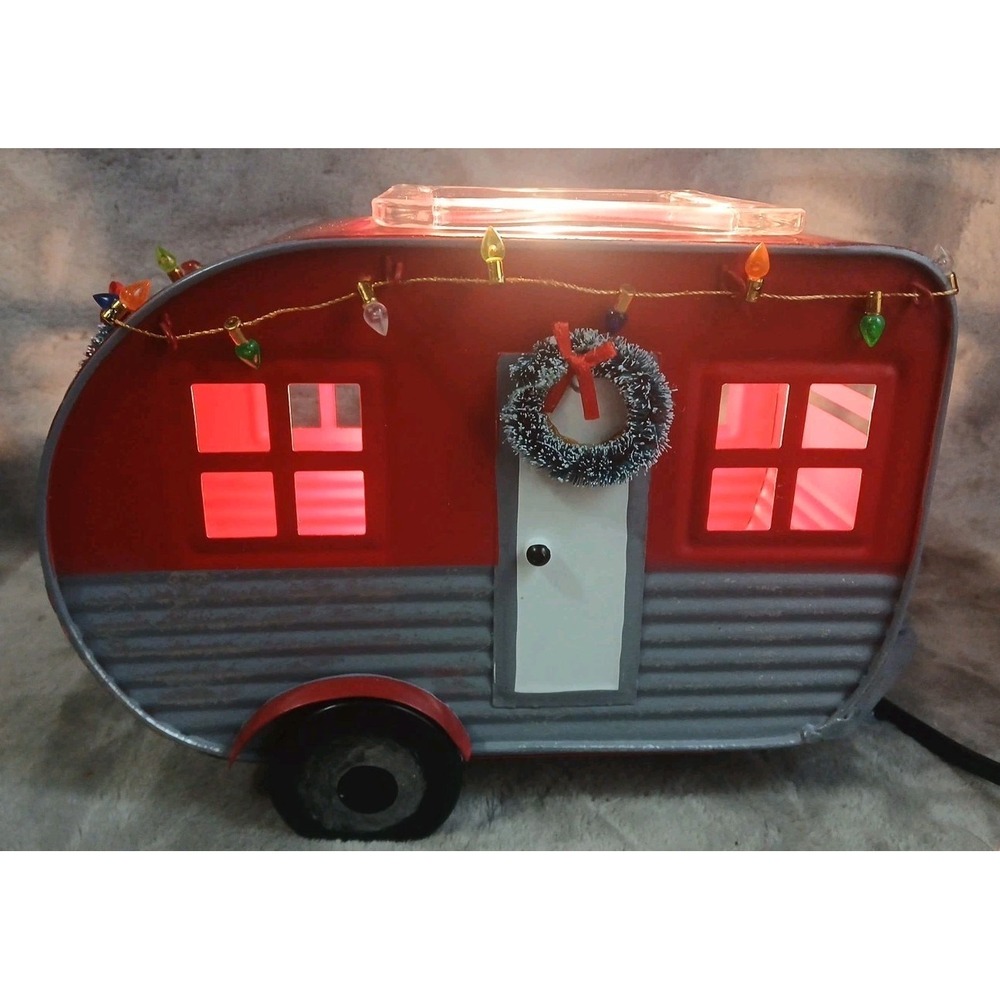 Scentsy Christmas Camper Wax Warmer Winter Holiday Lights Wreath‎ Metal READ
